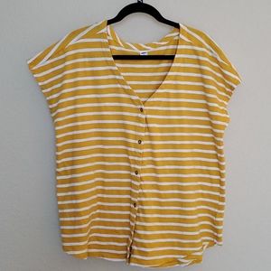 Yellow-Striped Short Sleeve Top